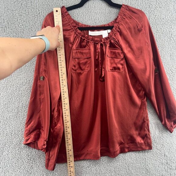Soft Surroundings Blouse Size Small 100% Silk Rust Burnt Orange NWOT - Picture 8 of 14
